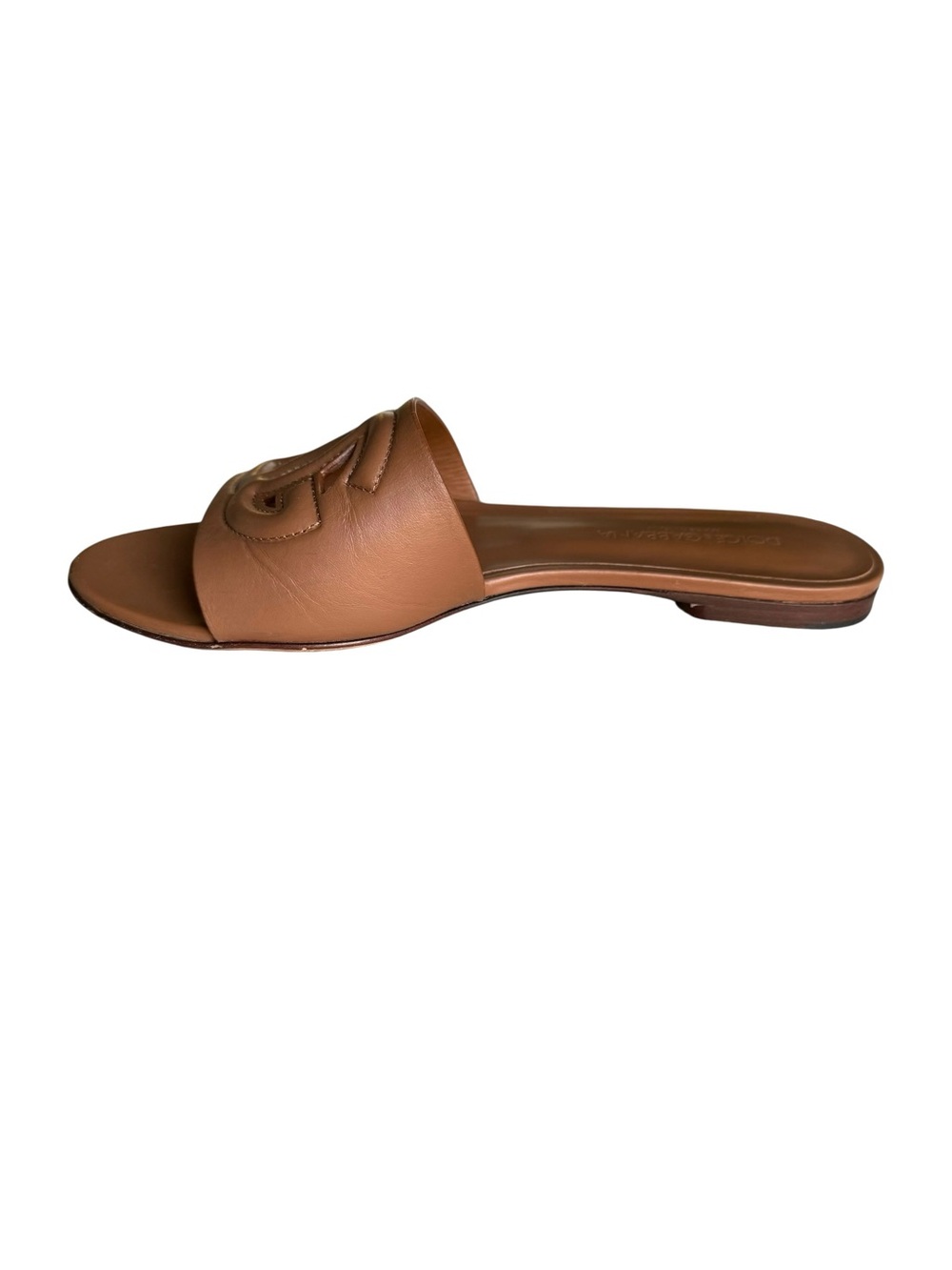 Dolce & Gabbana Bianca Calfskin Slides Sandals Light Brown - Picture 7 of 16